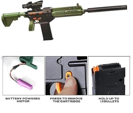 Soft Bullet Sniper with Automatic Foam Blaster 10 Balls, DIY Toy Guns KSL-416 for Boys Age 6 to 13 Years Kids — view 4