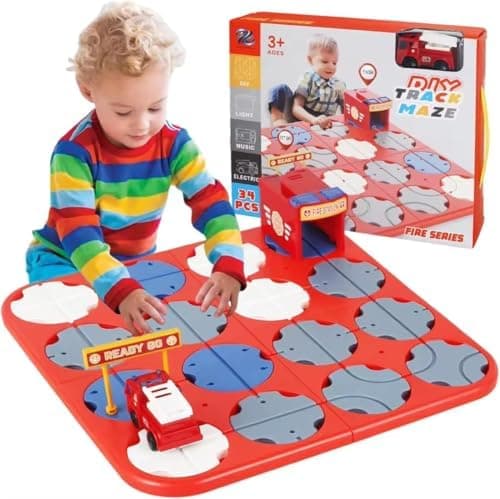 Samtop DIY Track Maze Race Car Track Building Block Educational Toy Set Tiles DIY Play Set 2 Light Up Car STEM Learning Constru Toy — view 2