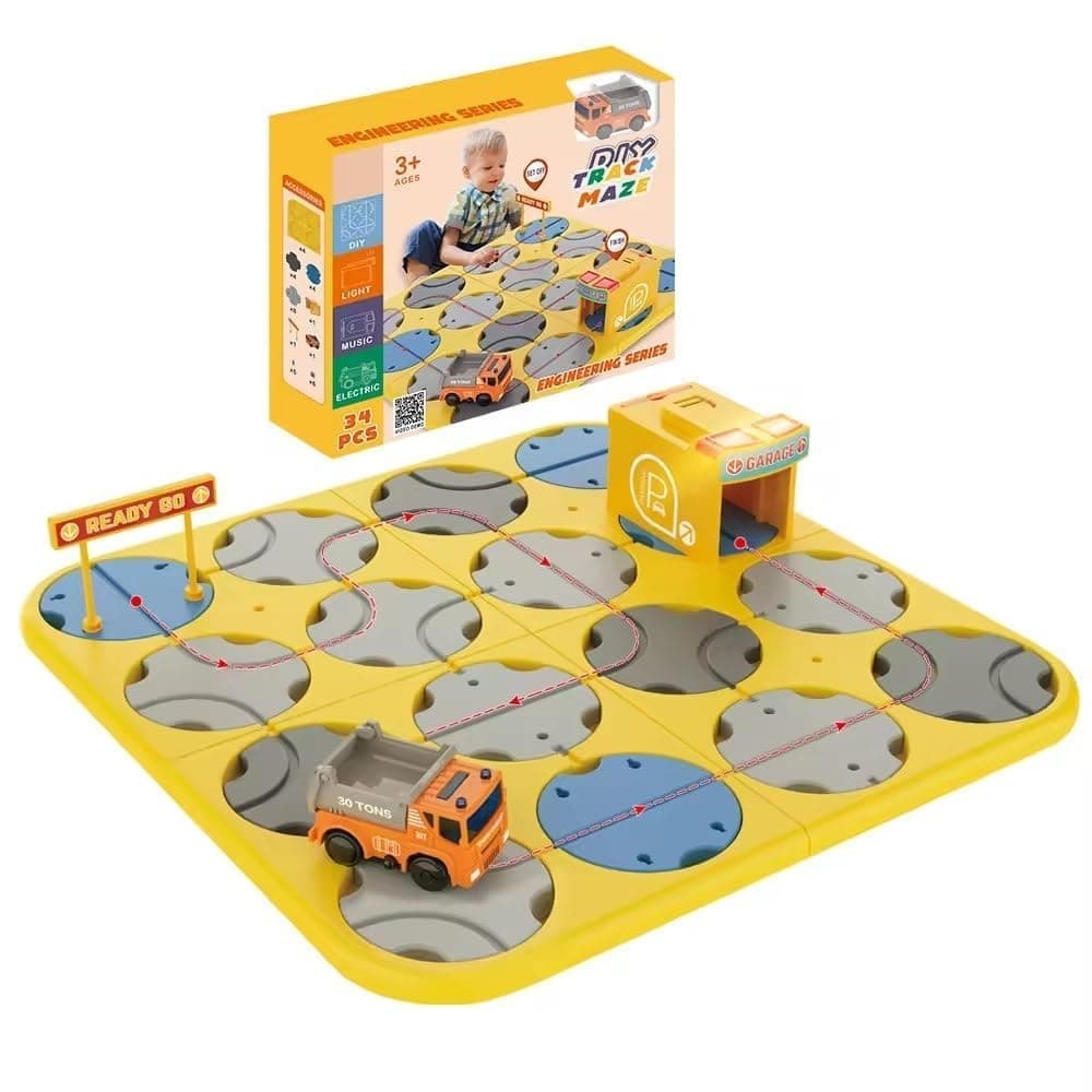 Samtop DIY Track Maze Race Car Track Building Block Educational Toy Set Tiles DIY Play Set 2 Light Up Car STEM Learning Constru Toy — view 4