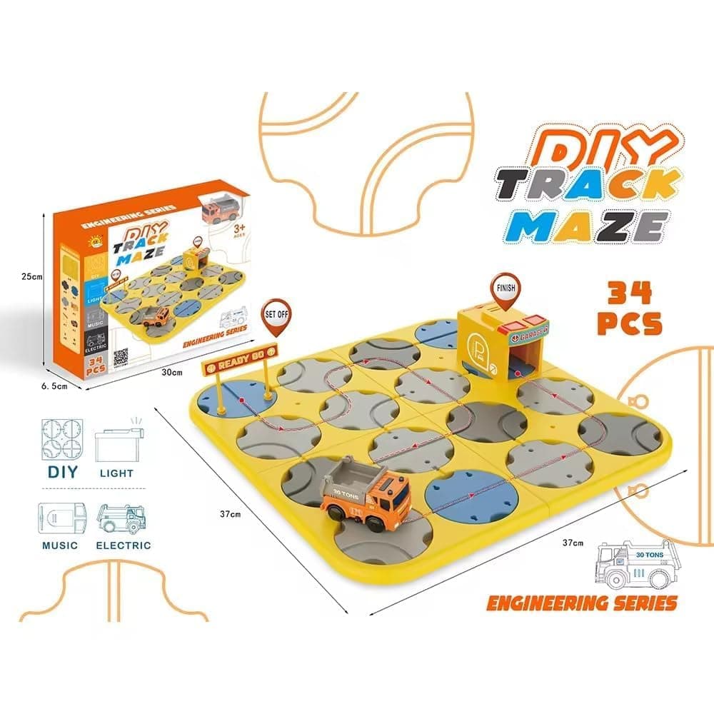 Samtop DIY Track Maze Race Car Track Building Block Educational Toy Set Tiles DIY Play Set 2 Light Up Car STEM Learning Constru Toy — view 5