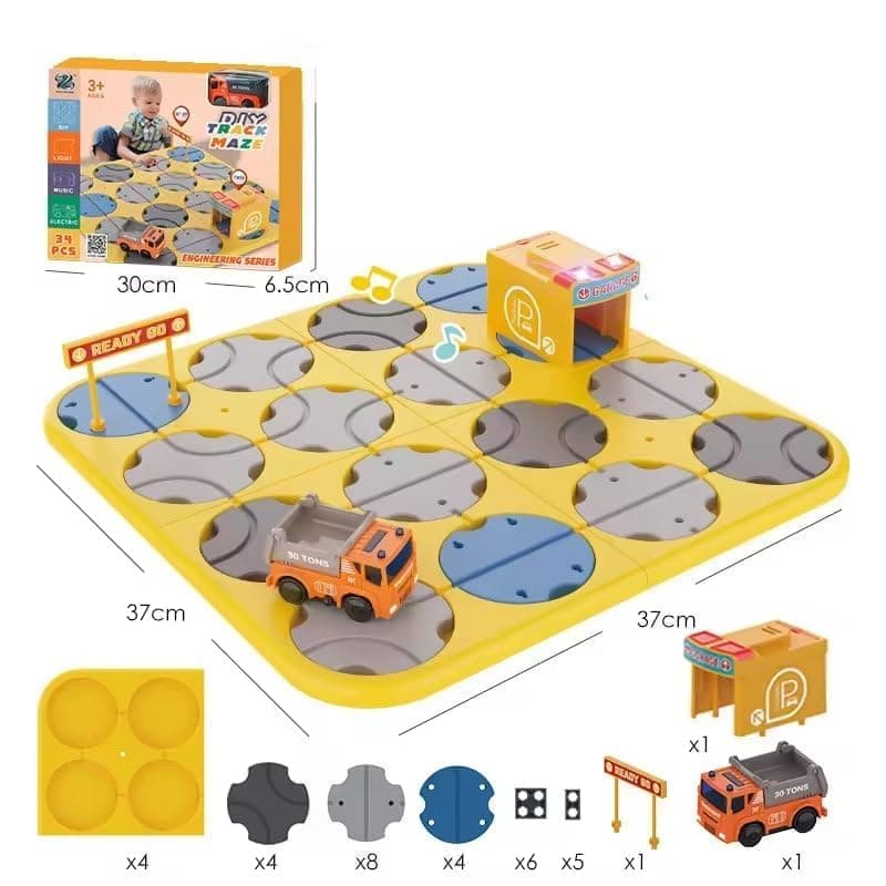 Samtop DIY Track Maze Race Car Track Building Block Educational Toy Set Tiles DIY Play Set 2 Light Up Car STEM Learning Constru Toy — view 7