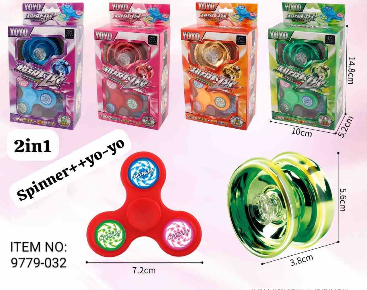 Metal Yoyo & Spinning Top Combo Set with Launcher | Yo-Yo and Battle Top Gift Box | Pack of 1 Set | Color as per Stock dispatched — view 2