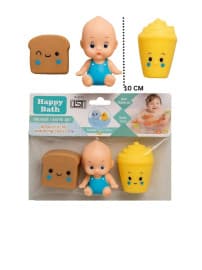 Party Time Squeezy Bath Toys Set of 3 with Baby, Bread & Cup | Soft Chu-Chu Squeeze Toys | Pack of 1 Set
