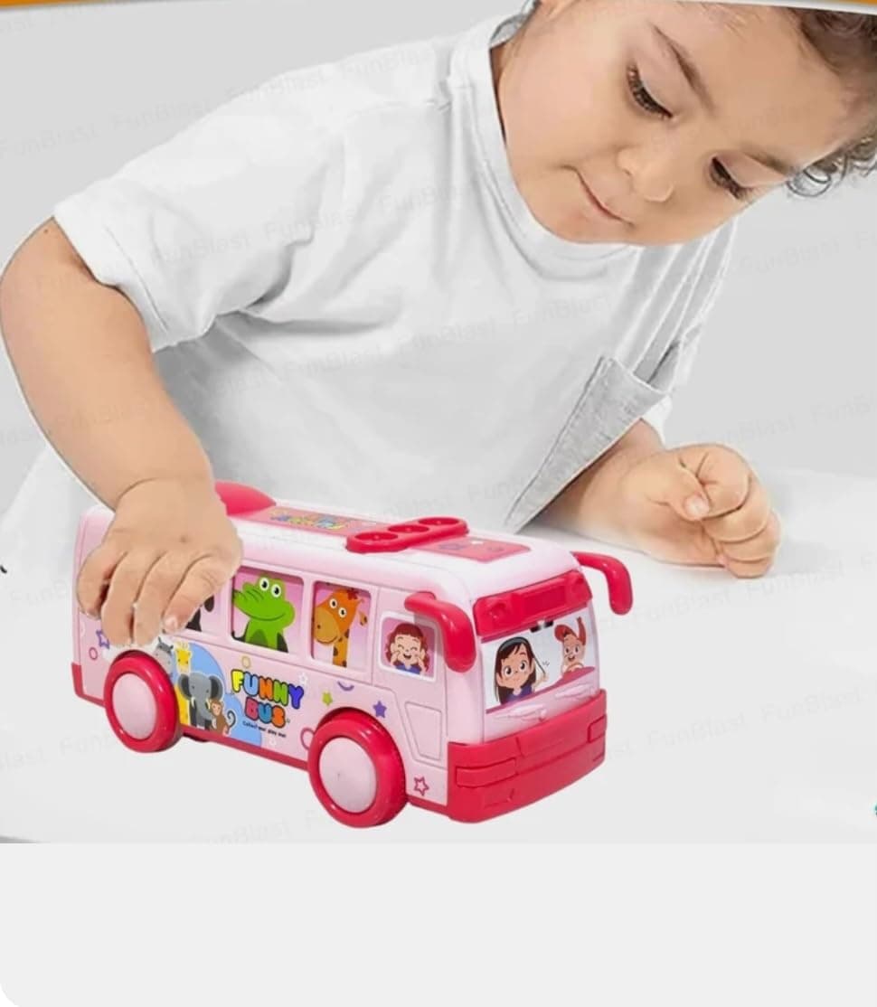 Cartoon Mini Pull Back Bus Toy 15 cm | Friction Window-Swing Toy Bus for Kids | Color as per Stock Dispatched | Pack of 1 Pc — view 3