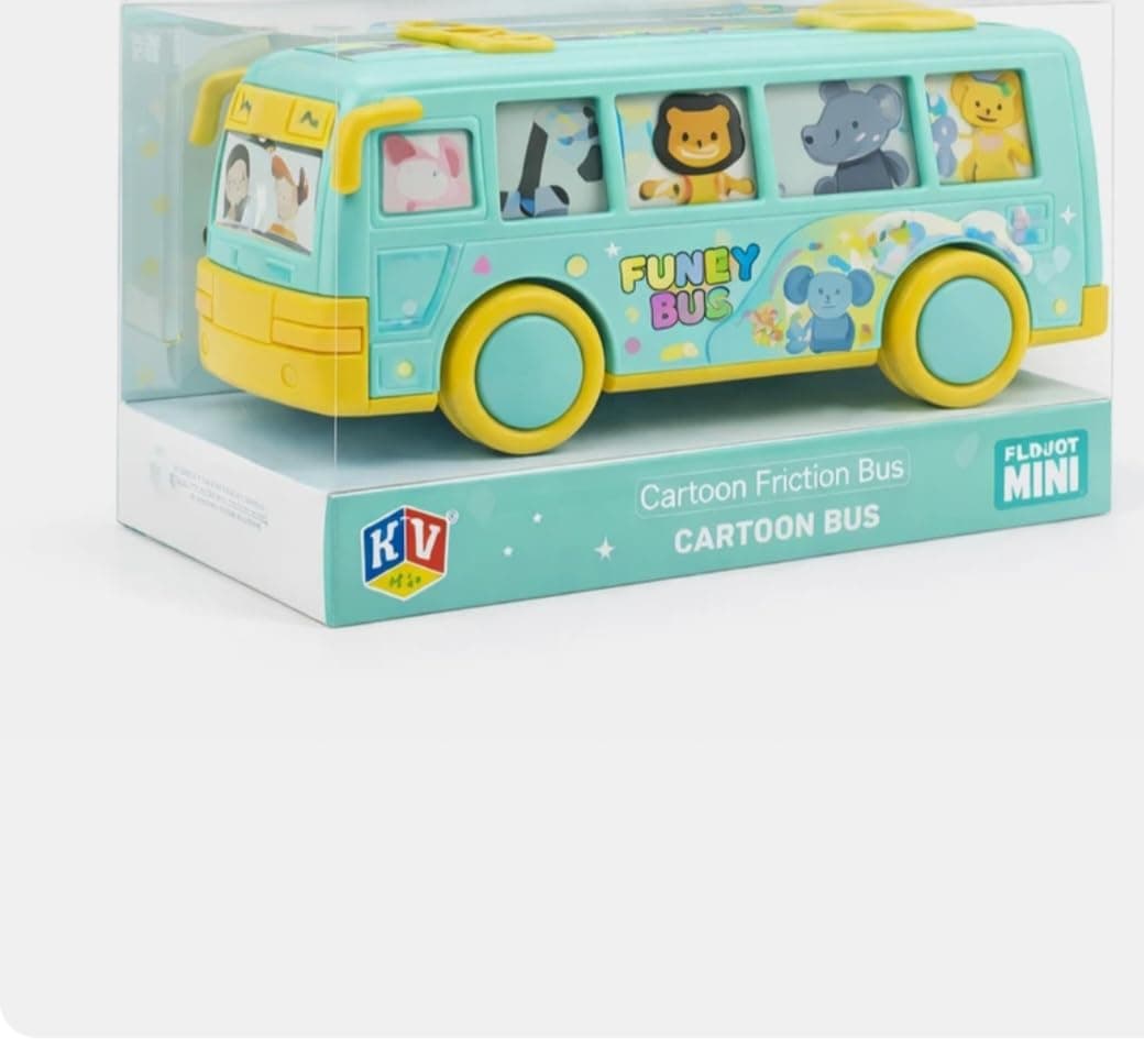 Cartoon Mini Pull Back Bus Toy 15 cm | Friction Window-Swing Toy Bus for Kids | Color as per Stock Dispatched | Pack of 1 Pc — view 4