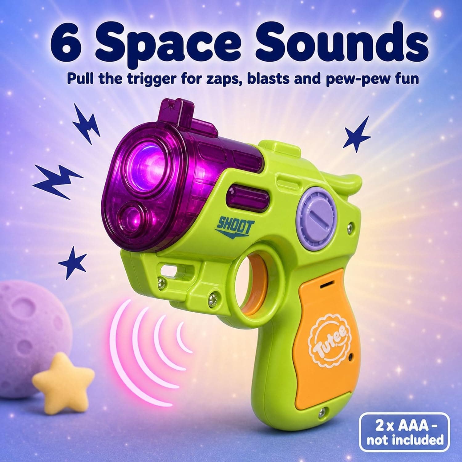 Space Gun Toy with Lights & Sound for Kids | Colorful Musical Toy Blaster | Color as per Stock Dispatched | Pack of 1 Pc — view 3