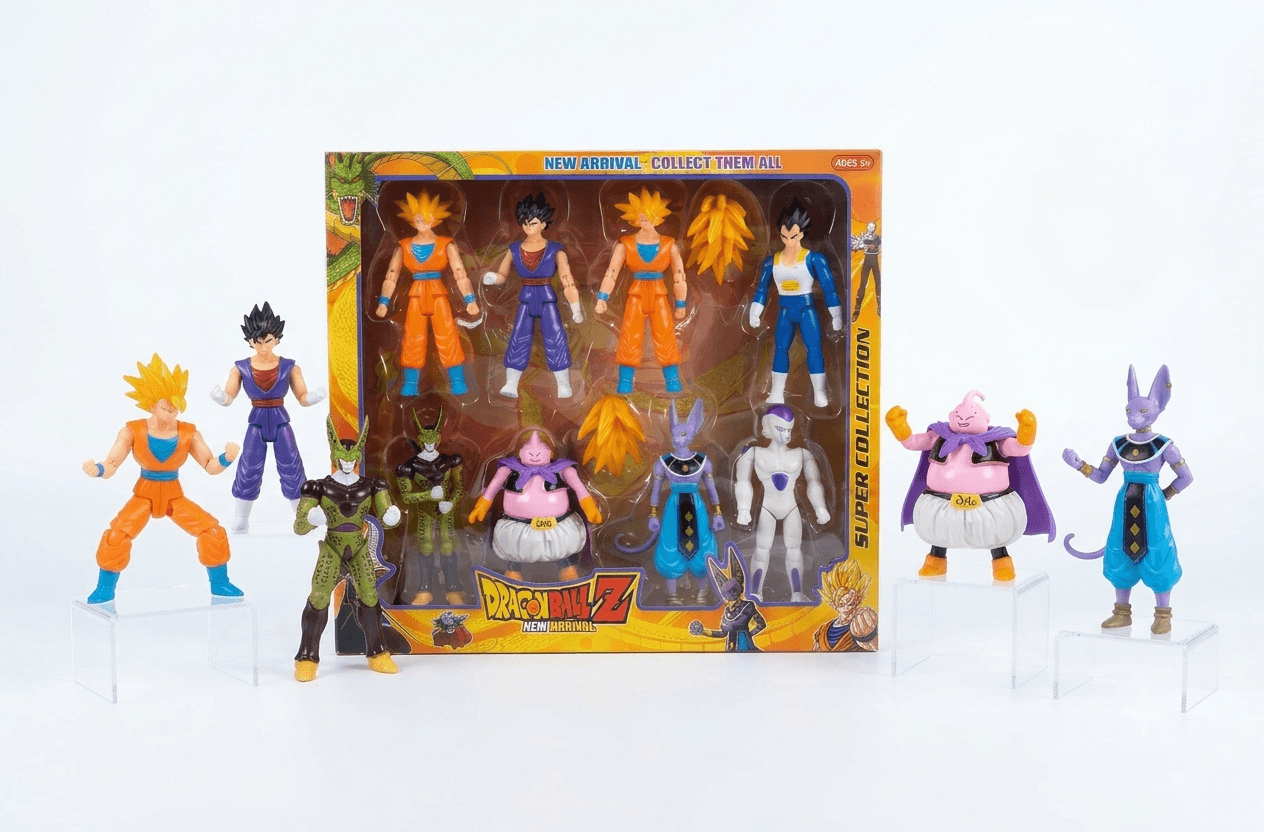 Goku Anime Warrior Action Figures Set of 8 Pcs | Super Collection Gift Box | Collectible Toy for Kids | Pack of 1 Set | Dragon