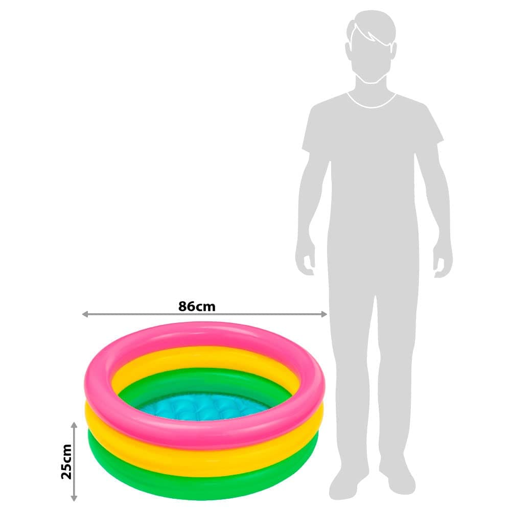 Inflatable Baby Pool 3 ft (86 x 25 cm) | Soft Rainbow 3-Ring Kids Paddling Pool | Ages 1–3 | Color as per Stock dispatched — view 5