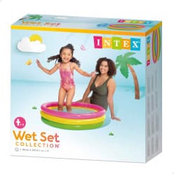 Inflatable Baby Pool 3 ft (86 x 25 cm) | Soft Rainbow 3-Ring Kids Paddling Pool | Ages 1–3 | Color as per Stock dispatched