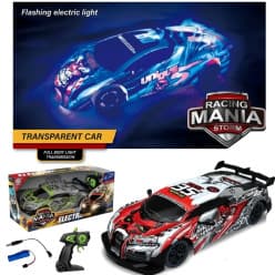 RC Electric Speed Car with Full Body Lights | Transparent Flashing LED Racing Car | USB Rechargeable | Color as per Stock dispatched