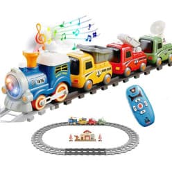 RC Smoke Steam Train Set | Realistic Remote Control Train with Sound, Lights & Track | Ages 3+