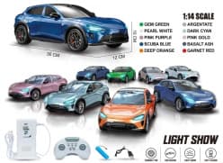 Modern RC Car with Running Headlights in 9 Colours | 1:14 Scale 2.4G Remote Control Car with Auto Parking & Horn | EV Charger