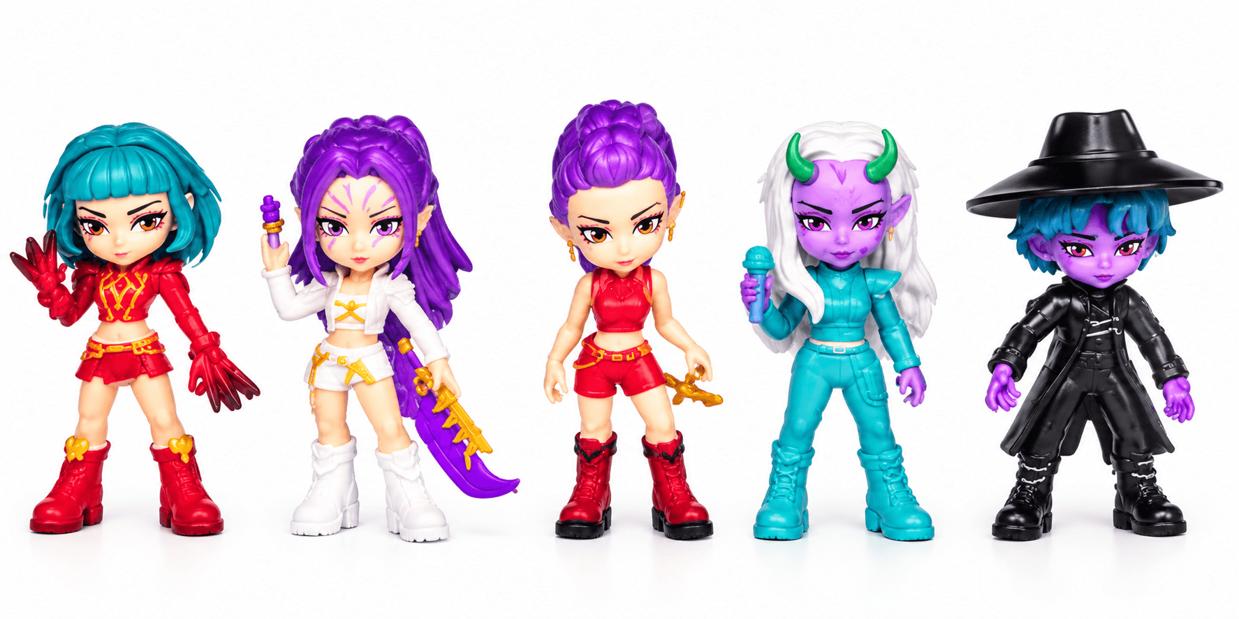 K-Pop Demon Hunters 2 Figures Set (5 Pcs) | Collectible Action Figures Window Box for Kids — view 3