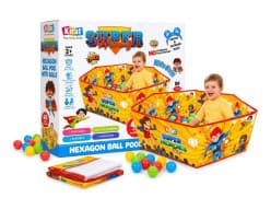 Super Hero Hexagon Ball Pool Play Tent with 40 Balls | Foldable Ball Pit for Kids | Ages 2+