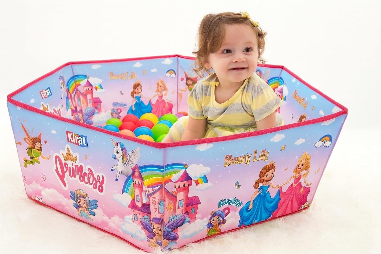 Princess Hexagon Ball Pool Play Tent with 40 Balls | Foldable Ball Pit for Kids | Ages 2+ — view 3