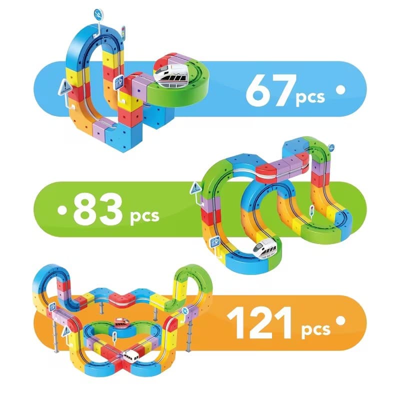 Versatile 3D Track Car Building Set 67 Pcs | Rechargeable Rail Train with Colourful Track Pieces | Gift Box | Pack of 1 Set — view 4