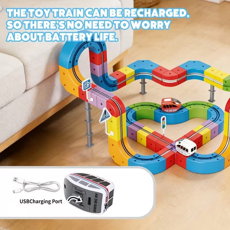Versatile 3D Track Car Building Set 67 Pcs | Rechargeable Rail Train with Colourful Track Pieces | Gift Box | Pack of 1 Set — view 6