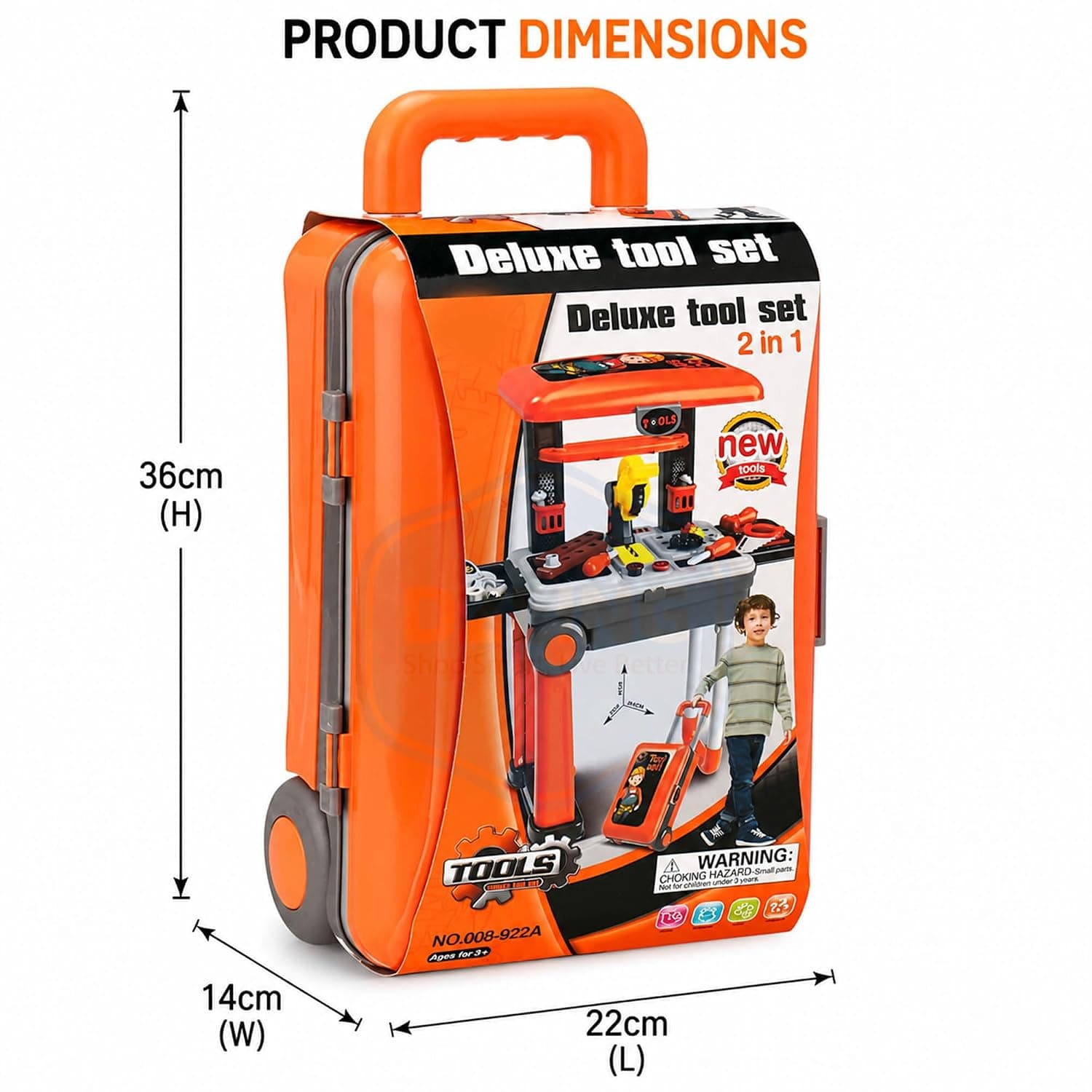 Kids Deluxe Tool Set Trolley for Kids | 2 in 1 Portable Pretend Play Workshop Suitcase with Toy Drill, Screwdriver & Repair Accessories – Educational DIY Construction Playset for Age 3+ Years. — view 4