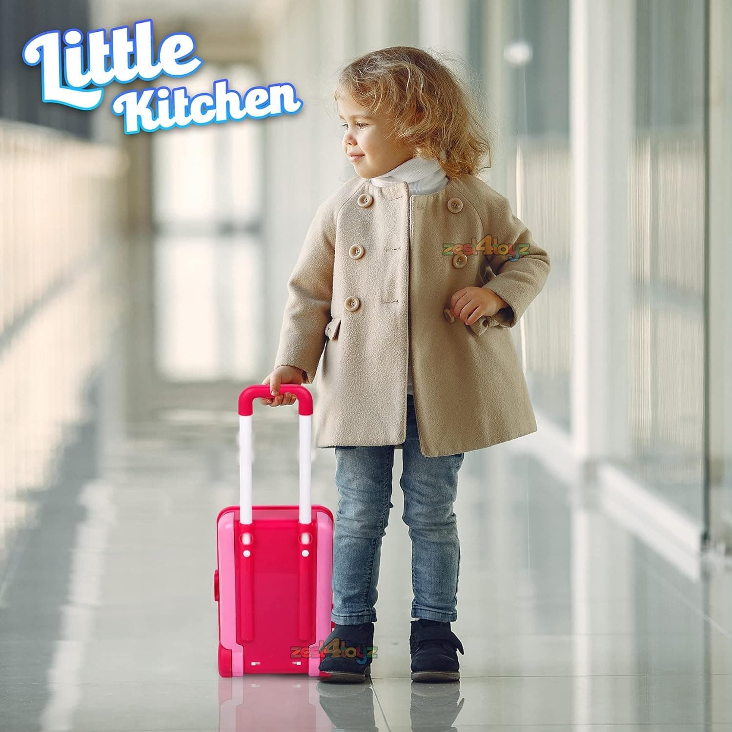 Kitchen Set for Girls | Light & Sound Portable Trolley 18 pcs Kitchen Toys for Girls | Big Cooking Set for Kids | Battery Operated Pretend Play Toys | Birthday Gifts for Kids - Pink — view 7