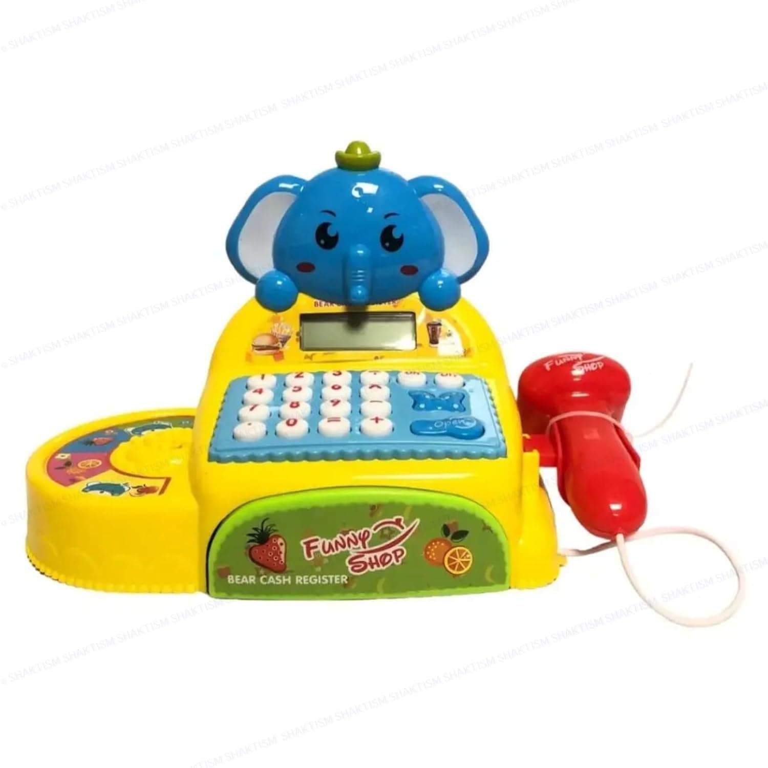 Cash Register with Lights & Sounds for Pretend Play Electronic Toy Set with Scanner Shopping Basket Grocery Best Gift for 3+ up Ages Kids Boys & Girls (Cash Register Elephant) — view 5