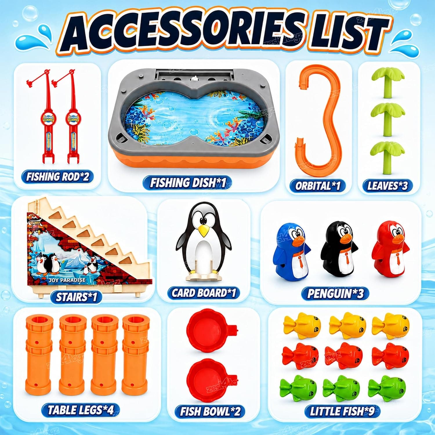 Penguin Fishing 2 in 1 Toy for Kids | Fishing & Penguin Slide Game with Water Play | Magnetic Fish | Slide Rail | Fishing Rods & Dynamic Music | Sensory Fun Toy for Boys & Girls — view 7