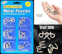 6 Pcs Metal Brain Teaser Puzzle Set | Unlock Separate-the-Pieces Puzzles for Kids & Adults