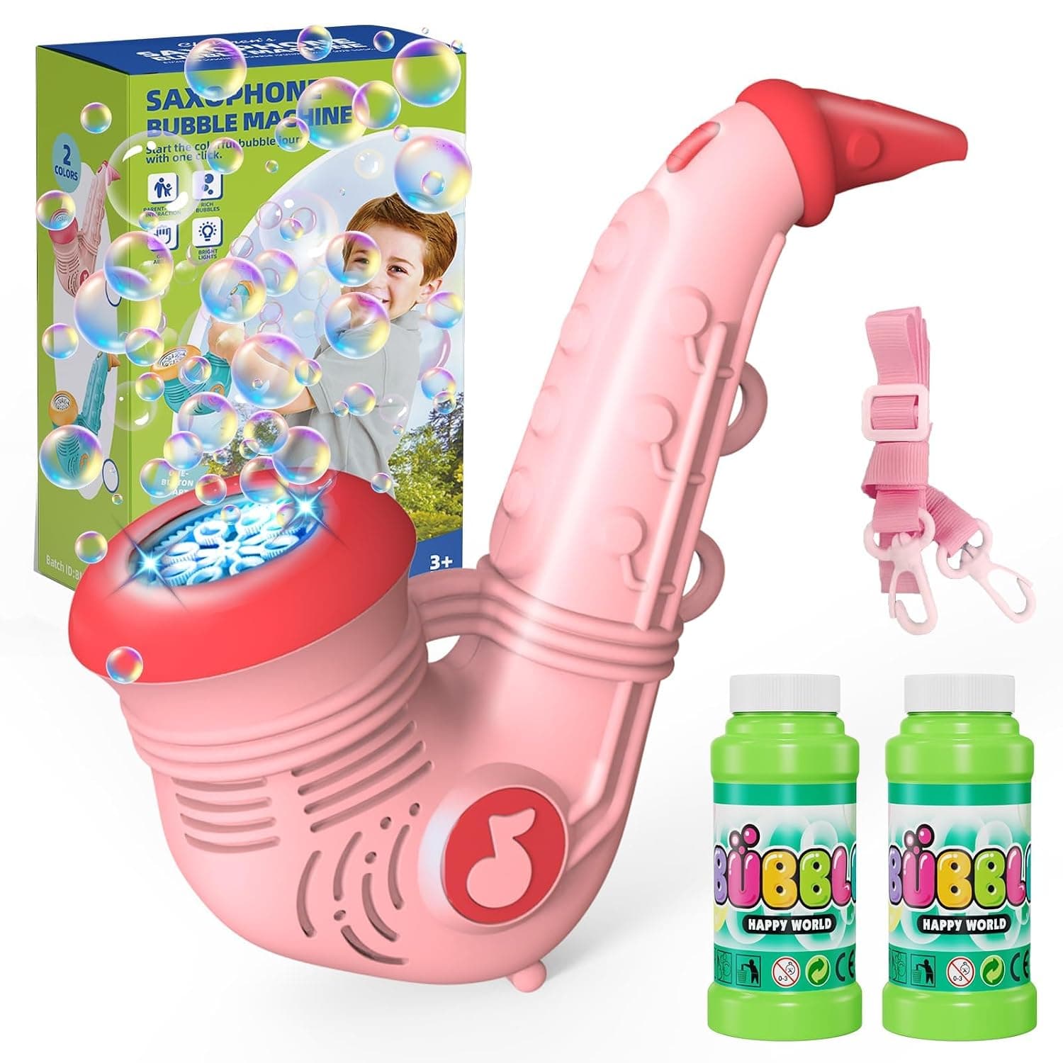 Saxophone Bubble Machine Toy | Rechargeable Musical Bubble Blower with Lights for Kids | Color as per Stock Dispatched | Pack of 1 Pc