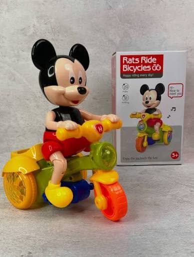 Mouse Cartoon Riding Bicycles Toy with Music | Dancing Tricycle Riders for Kids | Mickey Mouse| Pack of 1 Pc