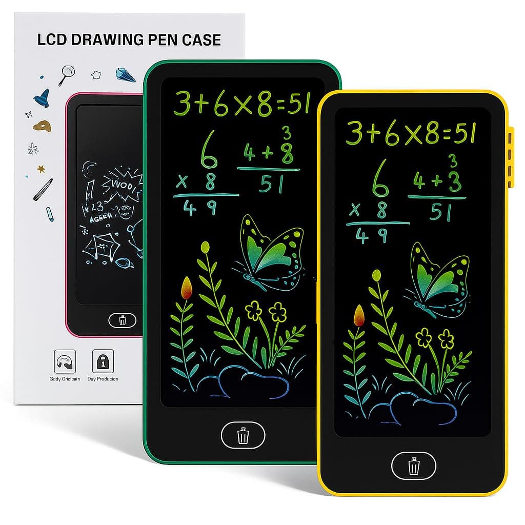 LCD Writing Tablet Pencil Box | Colourful Drawing Pad Pen Case for Kids | Color as per Stock Dispatched | Pack of 1 Pc — view 3
