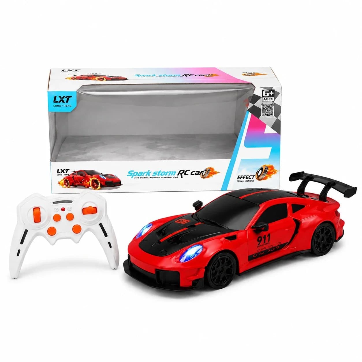 Porsche 911 Remote Control Spark Effect Drift Car Coupe With Lights, Music & Auto Parking | 6+ | Rechargeable | Color As Per Stock — view 3