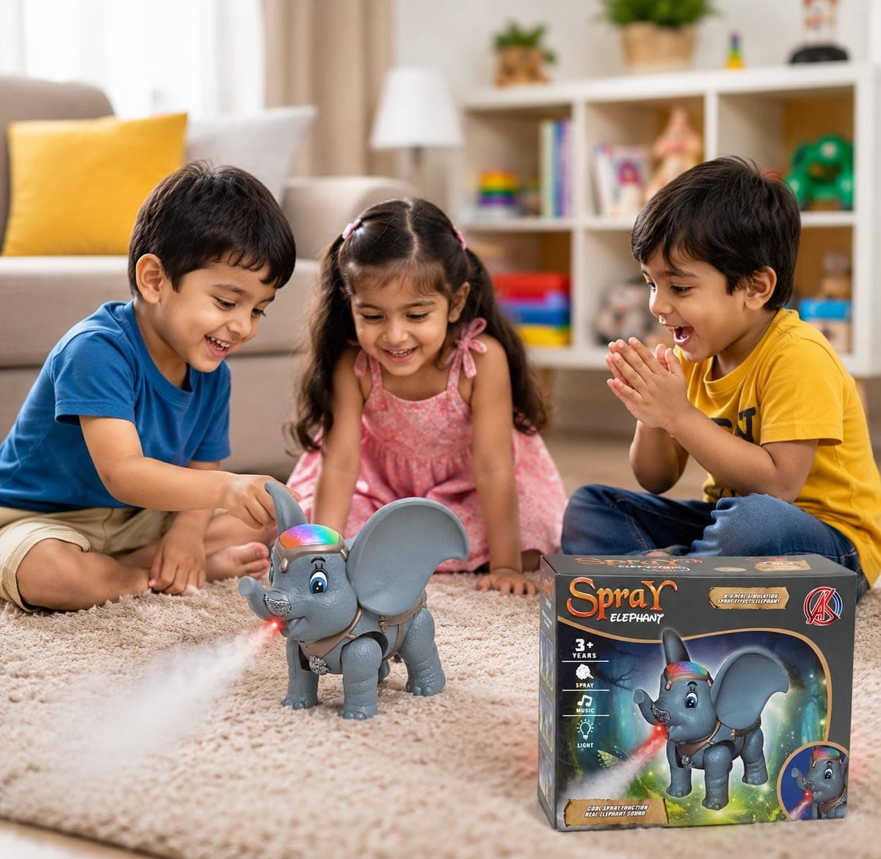 Walking Elephant Toy With Water Spray Smoke, Light & Music | Battery Operated Spray Elephant For Kids | Ages 3+ — view 4
