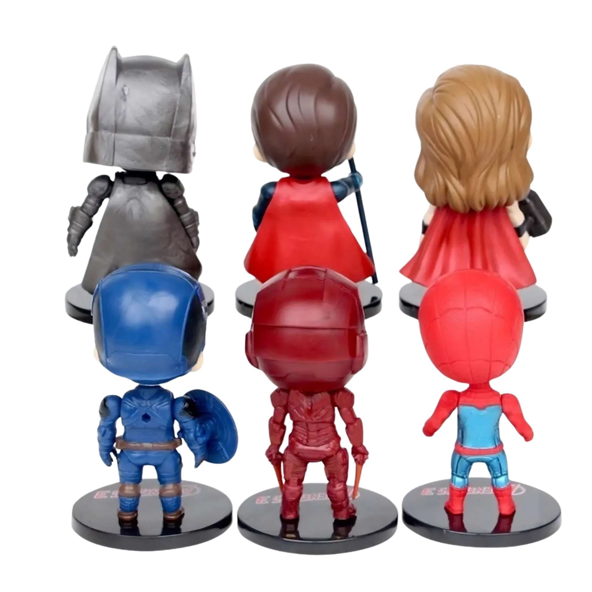 Superhero 6 Character 10 cm Mini Action Figure Set With Display Bases | Collectible Chibi Superhero Figures For Kids & Collectors — view 2