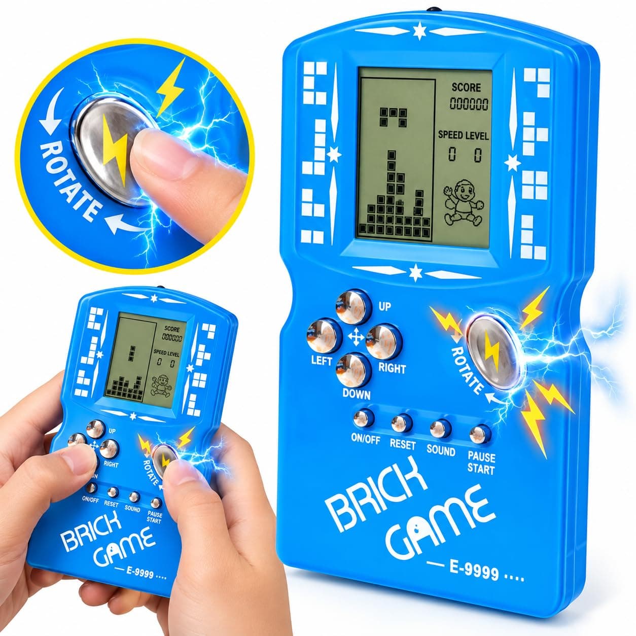 Retro Brick Game Handheld Console | Classic Electronic Puzzle Game for Kids | Color as per Stock Dispatched | Pack of 1 Pc — view 3