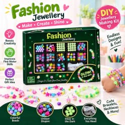 DIY Glow in the Dark Jewellery Making Kit for Girls | Luminous Beads & Charms Set | Pack of 1 Set