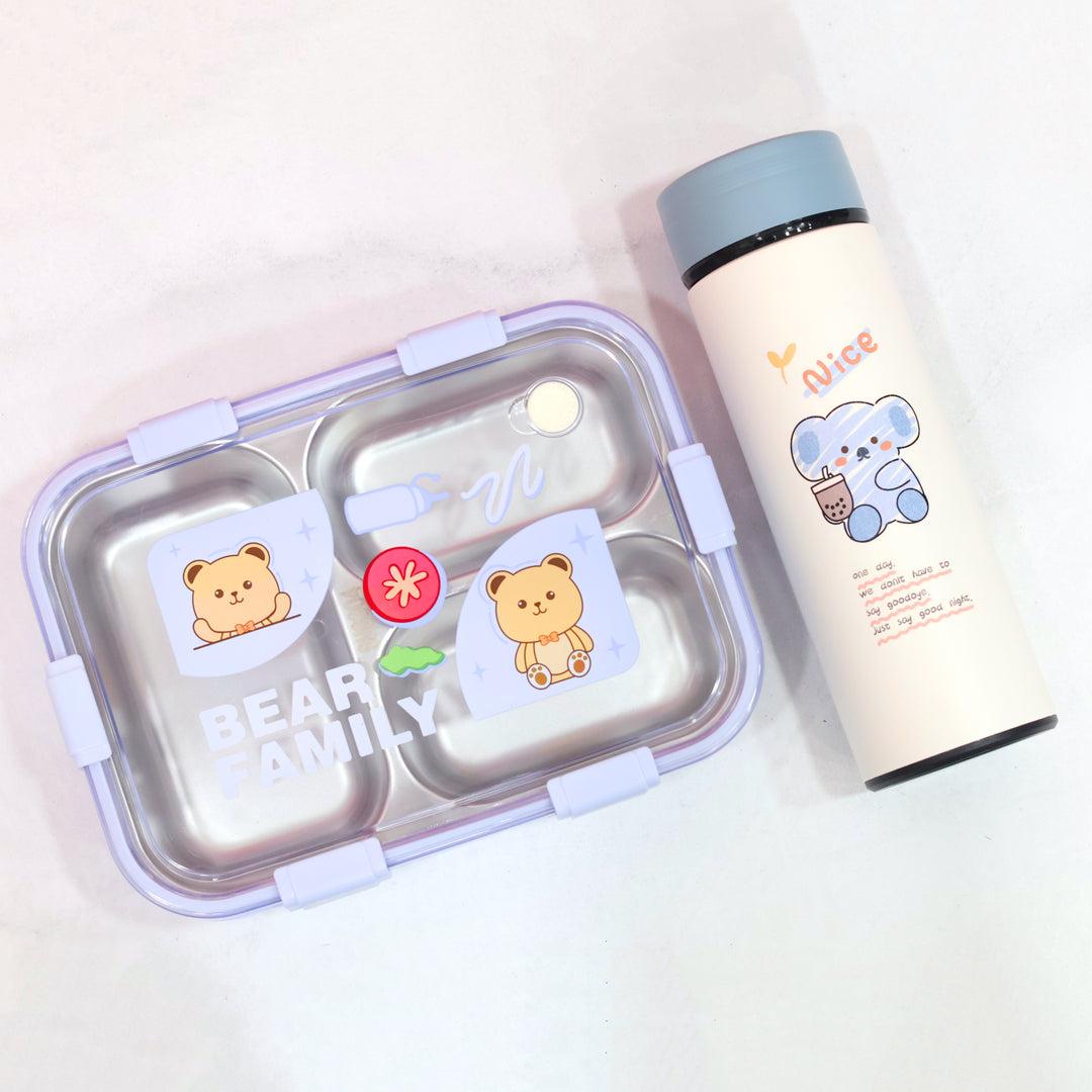 Animal Theme Bento Lunch Box & Water Bottle Combo