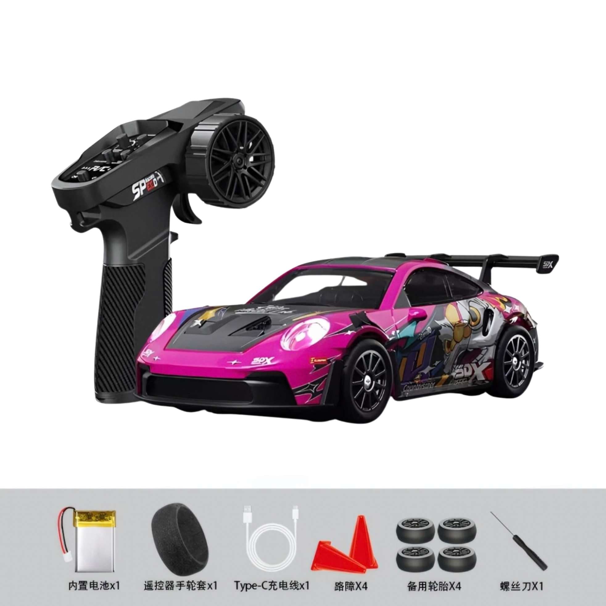 Hstar 1:43 4WD Drift Alloy RC Car | Pink SDX | Remote Control Toy For Kids & Hobbyists — view 2