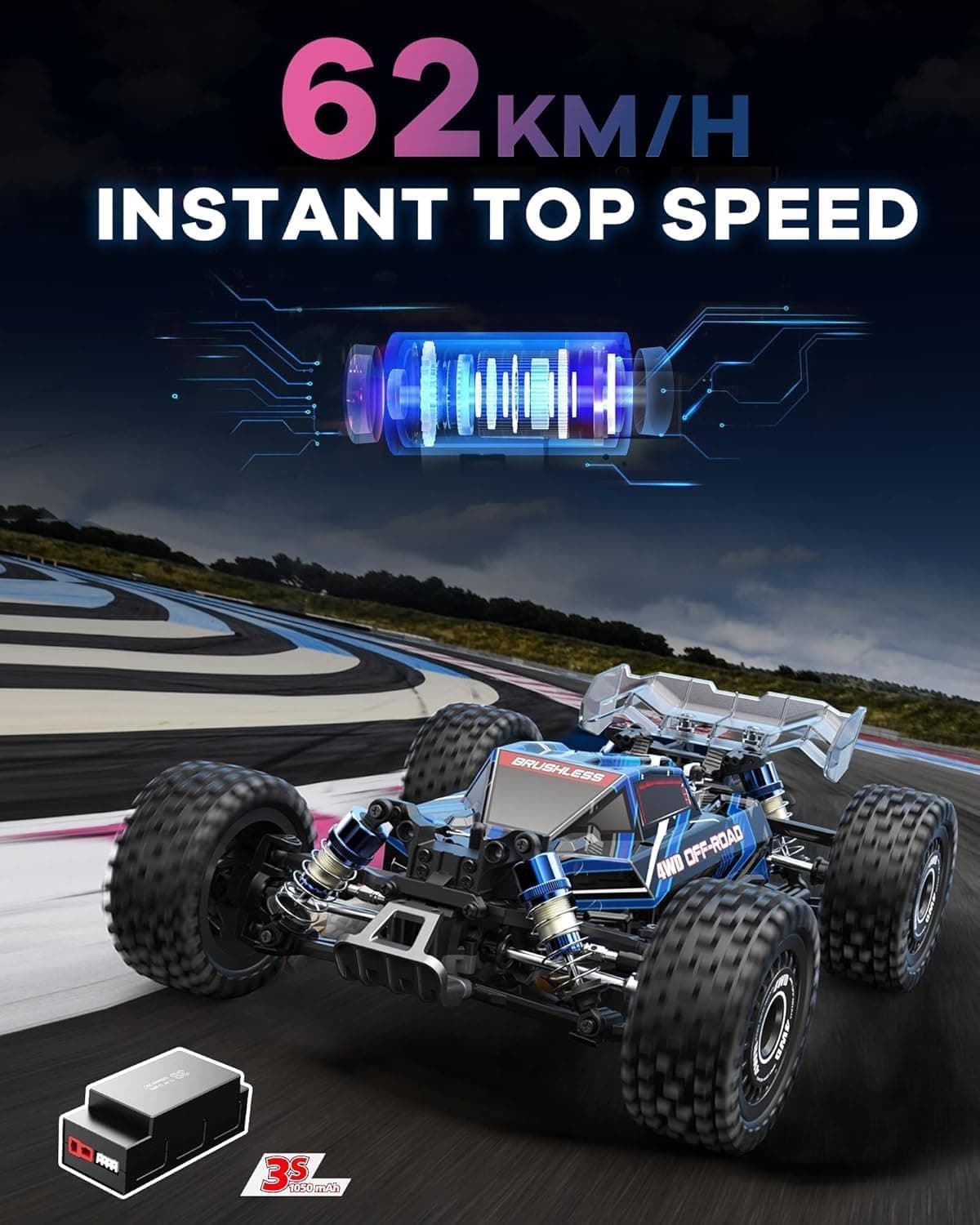 MJX Hyper Go 1:16 4WD Buggy 3S RC Car | Remote Control Toy For Kids & Hobbyists — view 3