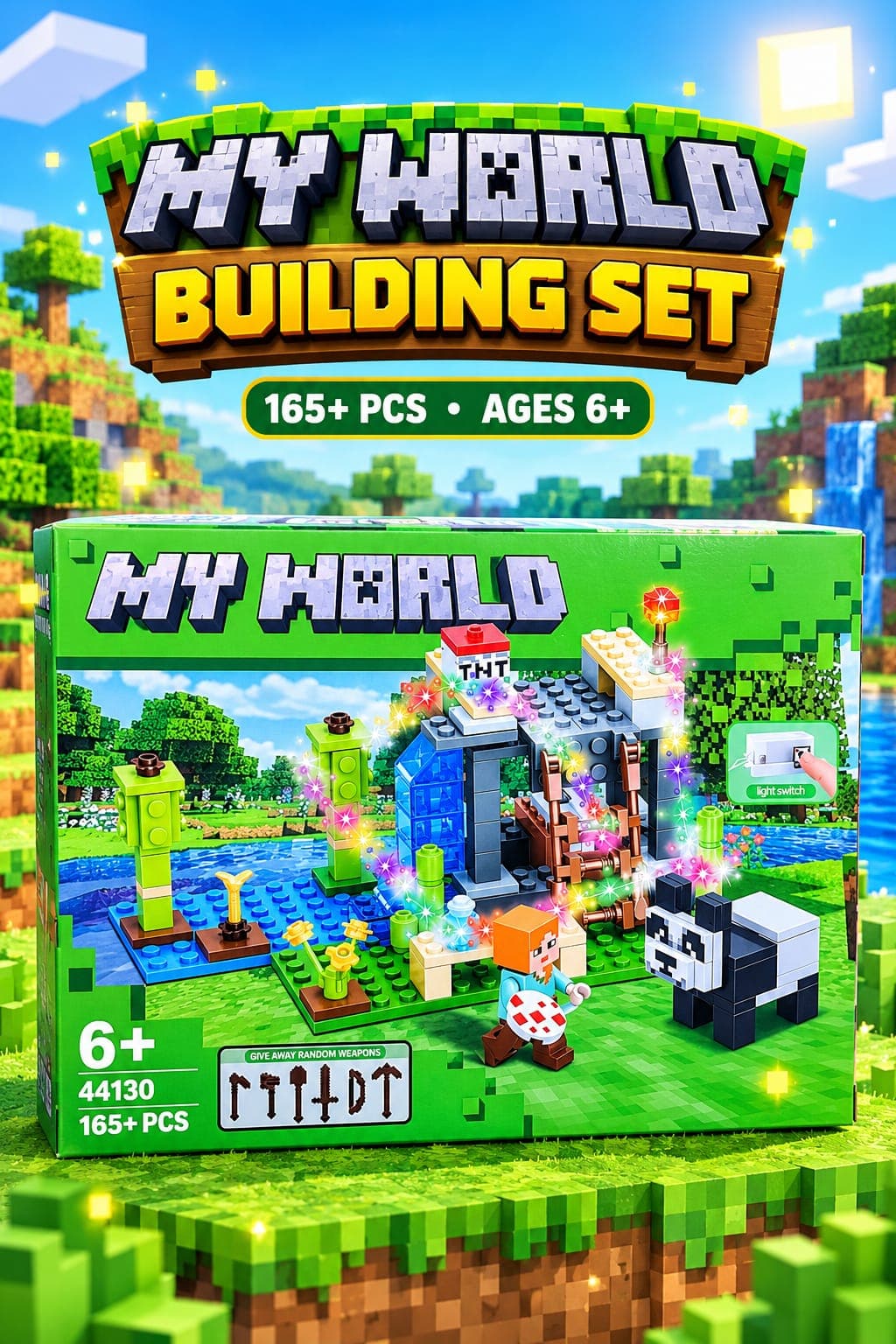 Lego Style Pixel World Building Blocks Set 165+ Pcs With Light | Block City Construction Toy | Ages 6+ — view 2