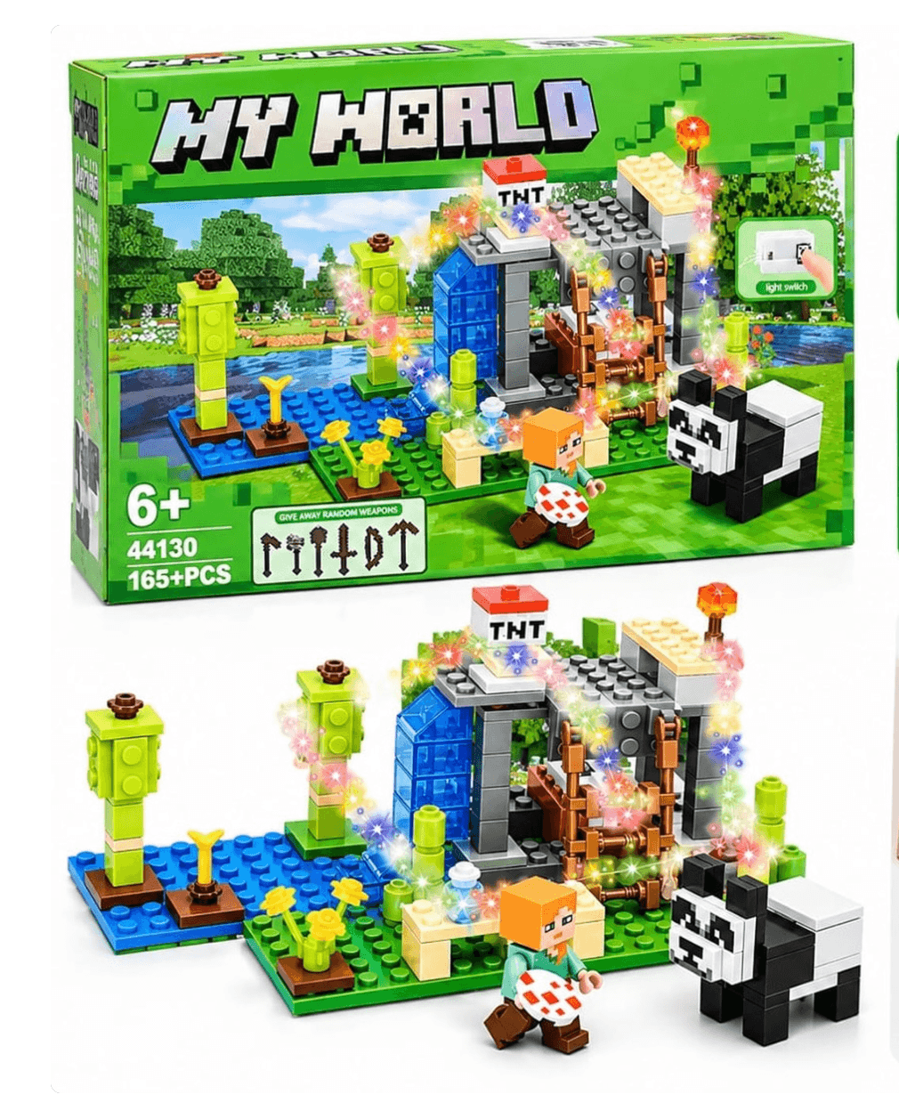 Lego Style Pixel World Building Blocks Set 165+ Pcs With Light | Block City Construction Toy | Ages 6+