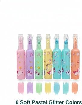 Unicorn Pastel Bottle Highlighter Pens in Zipper Pouch | Fluorescent Marker Set of 4 Pcs | Pack of 4 Pcs