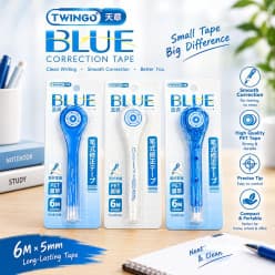 Correction Tape 6 m x 5 mm | Smooth Easy-Glide Correction Roller For School & Office | Tear-Free White Out Tape