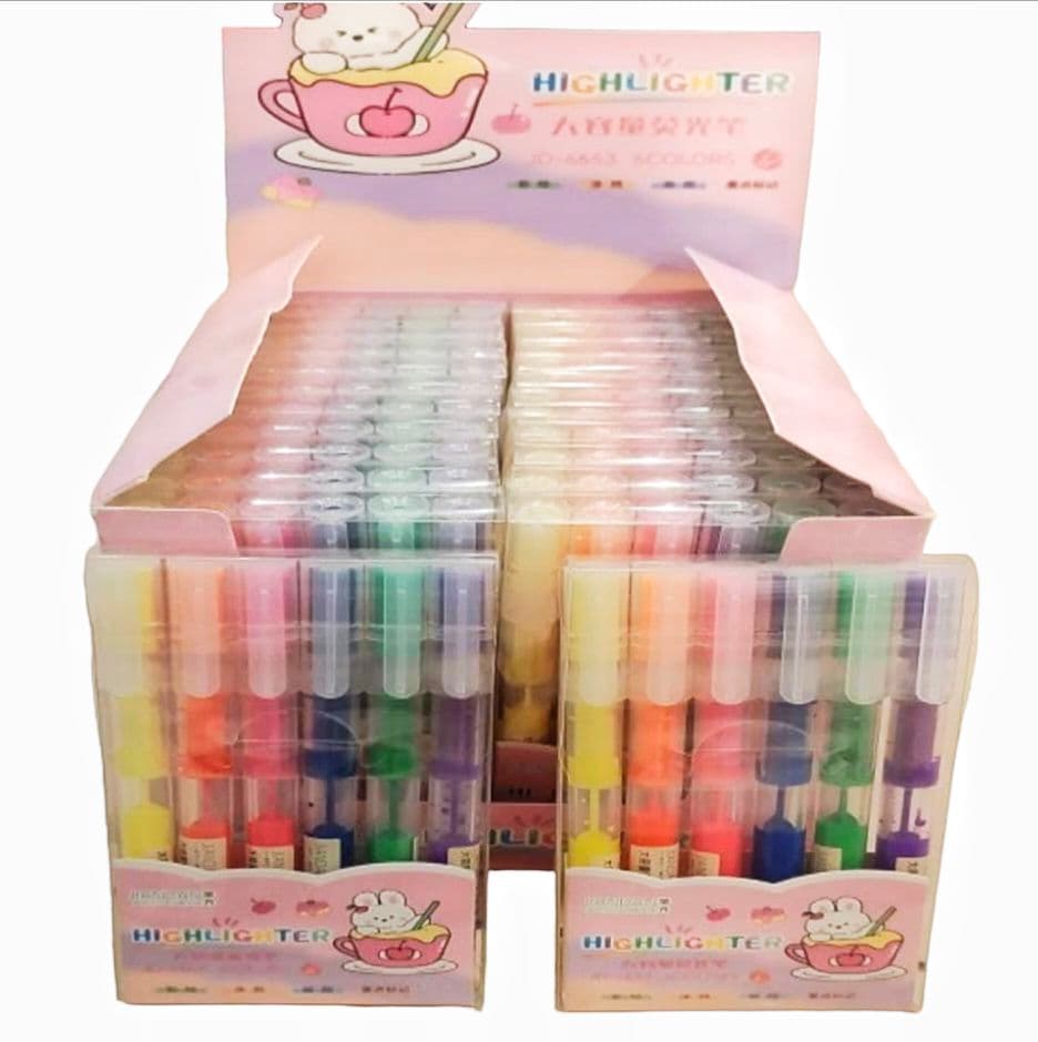 Highlighter Set of 6 Pcs Pastel Colours | Cute Design Study Highlighter Pens For Students | Return Gift