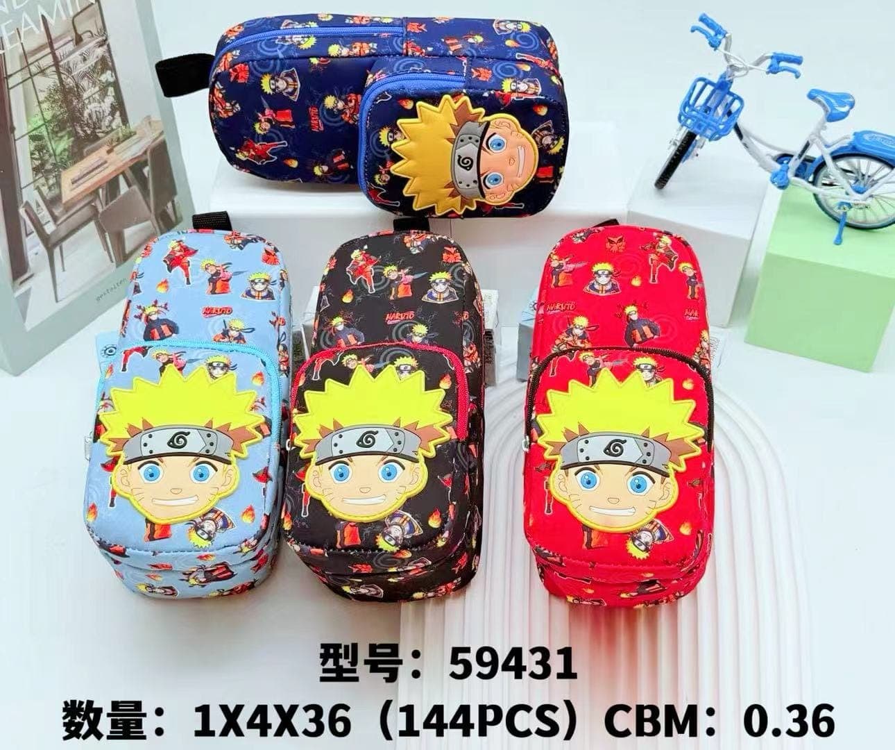 Anime Ninja Boy Theme Pencil Pouch With Zip | Cute Cartoon Stationery Bag For School Kids | Color As Per Stock — view 2