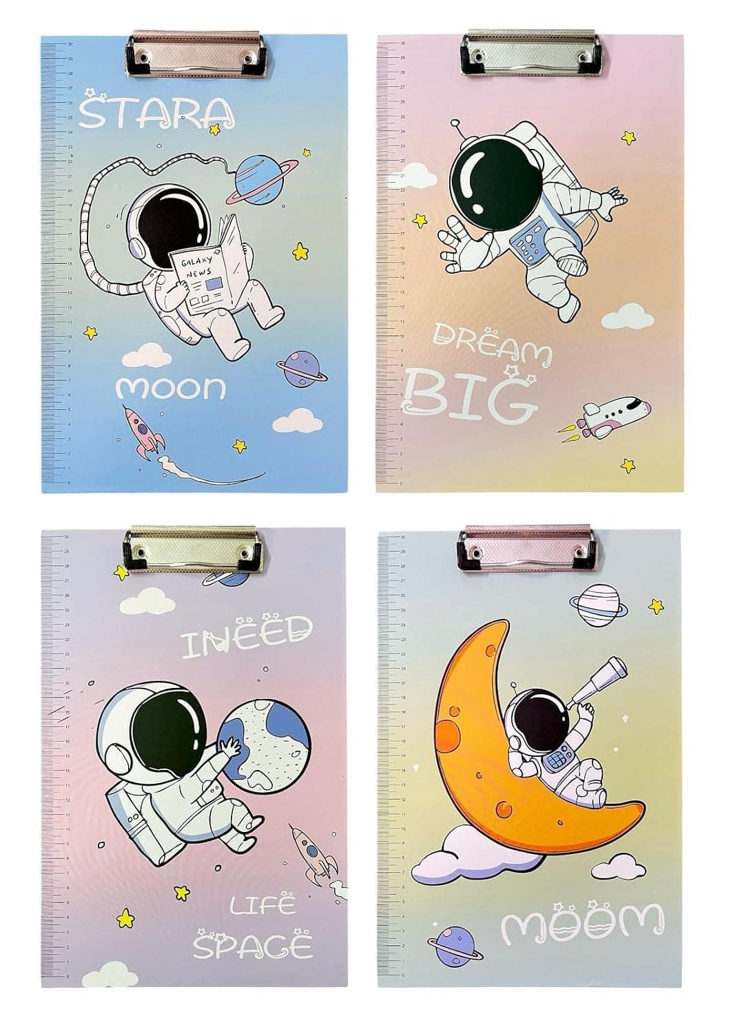 Astronaut Theme Exam Board With Reveal Cover | Clipboard For Exams, Writing & Study | Assorted Designs | For School Kids