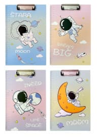 Astronaut Theme Exam Board With Reveal Cover | Clipboard For Exams, Writing & Study | Assorted Designs | For School Kids