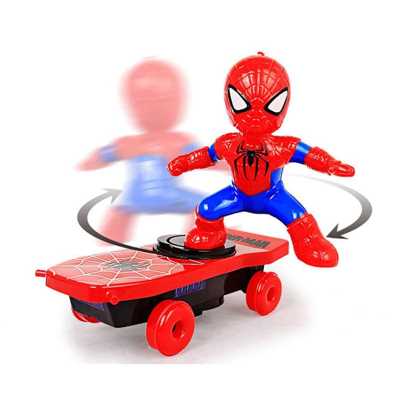 Superhero Rotating Stunt Skateboard Toy With Lights | Battery Operated 360 Spin & Flip Toy For Kids — view 3