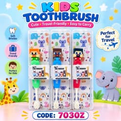 Minecraft Pixel Kids Toothbrush | Fun Cartoon Character Toothbrush for Boys & Girls | Cute Pixel Design, Stable Base & Soft Bristles | Attractive Kids Dental Care Toothbrush (Pack of 2)