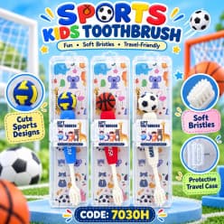Football Kids Toothbrush | Fun Sports Character Toothbrush for Boys & Girls | Cute Football Design, Stable Base & Soft Bristles | Attractive Kids Dental Care Toothbrush (Pack of 2)