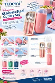Tedemi Premium Stainless Steel Travel Cutlery Set | Spoon, Fork & Chopsticks in Portable Case | BPA Free, Rust Resistant | Color as per Stock dispatched