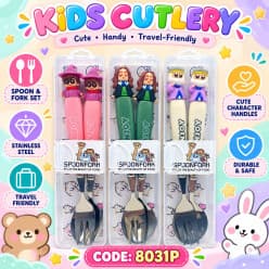 Harry Potter Stainless Steel Fork & Spoon Set for Kids with Travel Case | Cute Character Handles, Durable & Rust-Free | Color as per Stock dispatched | Pack of 3 Sets - Total 6pcs